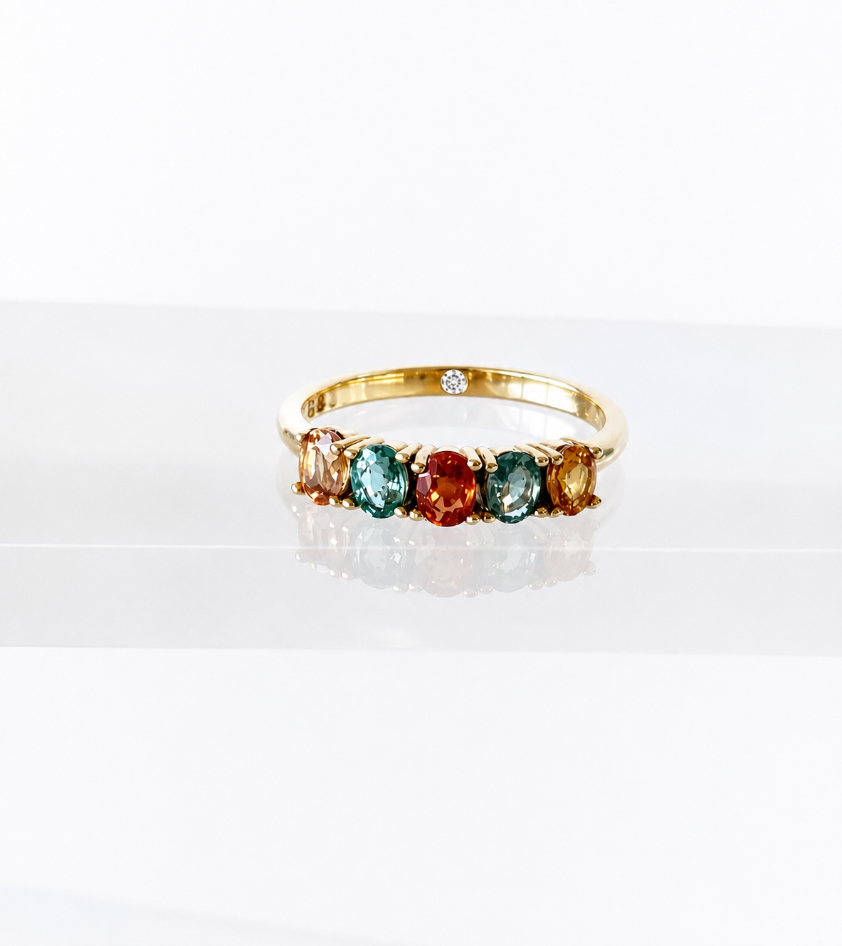 Anillo COLIBRÍ - Citrino, Alejandrina, Tourmalina Paraiba, Topacio