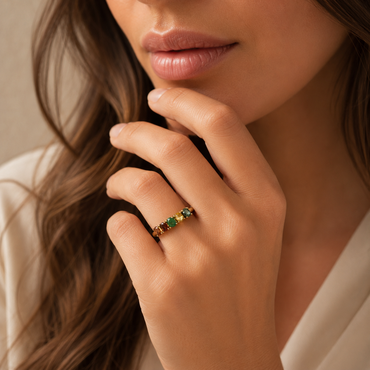 HUMMINGBIRD Ring - Tourmaline, Citrine, Topaz, Garnet