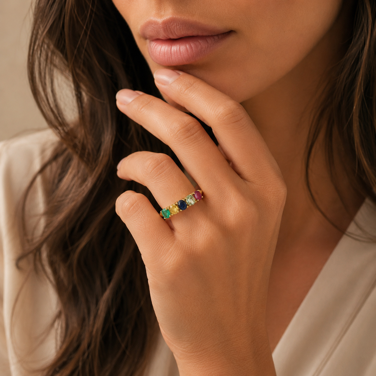 HUMMINGBIRD Ring - Emerald, Citrine, Sapphire