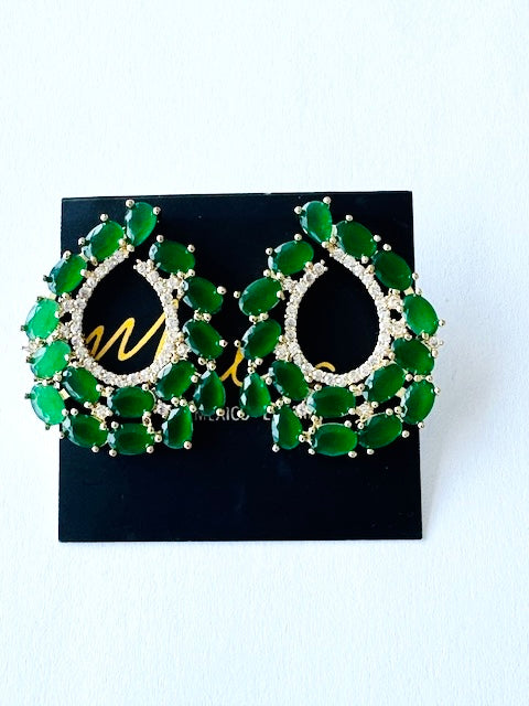 Aretes de Coctel Verde Esmeralda