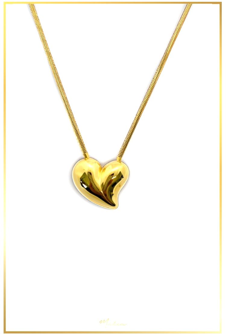 Collar Corazón Chunky en Chapa de Oro