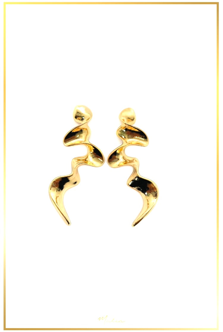 Aretes Espirales Largos en Chapa de Oro