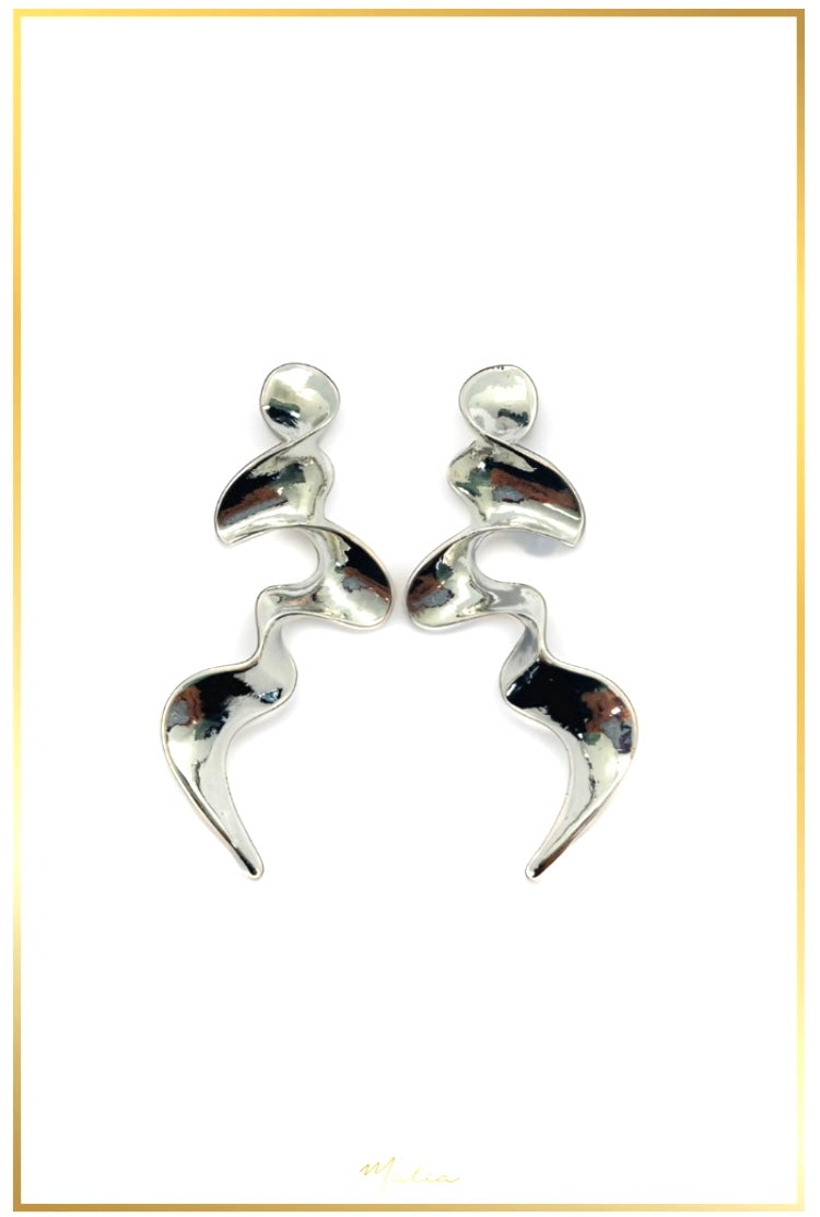 Aretes Espirales Largos en Rodio