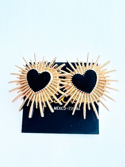 Aretes Corazón Negro
