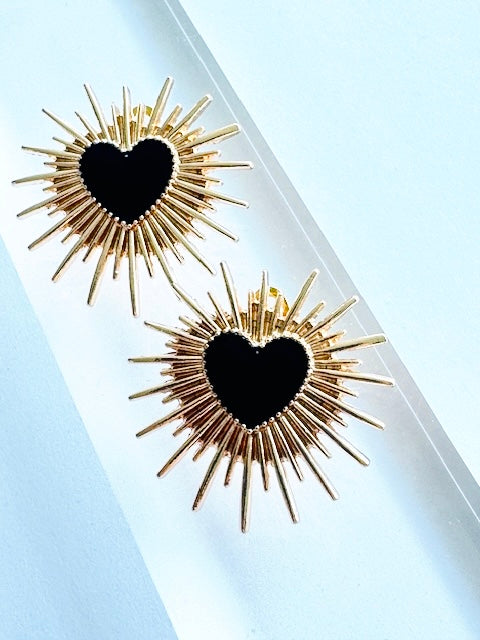Aretes Corazón Negro