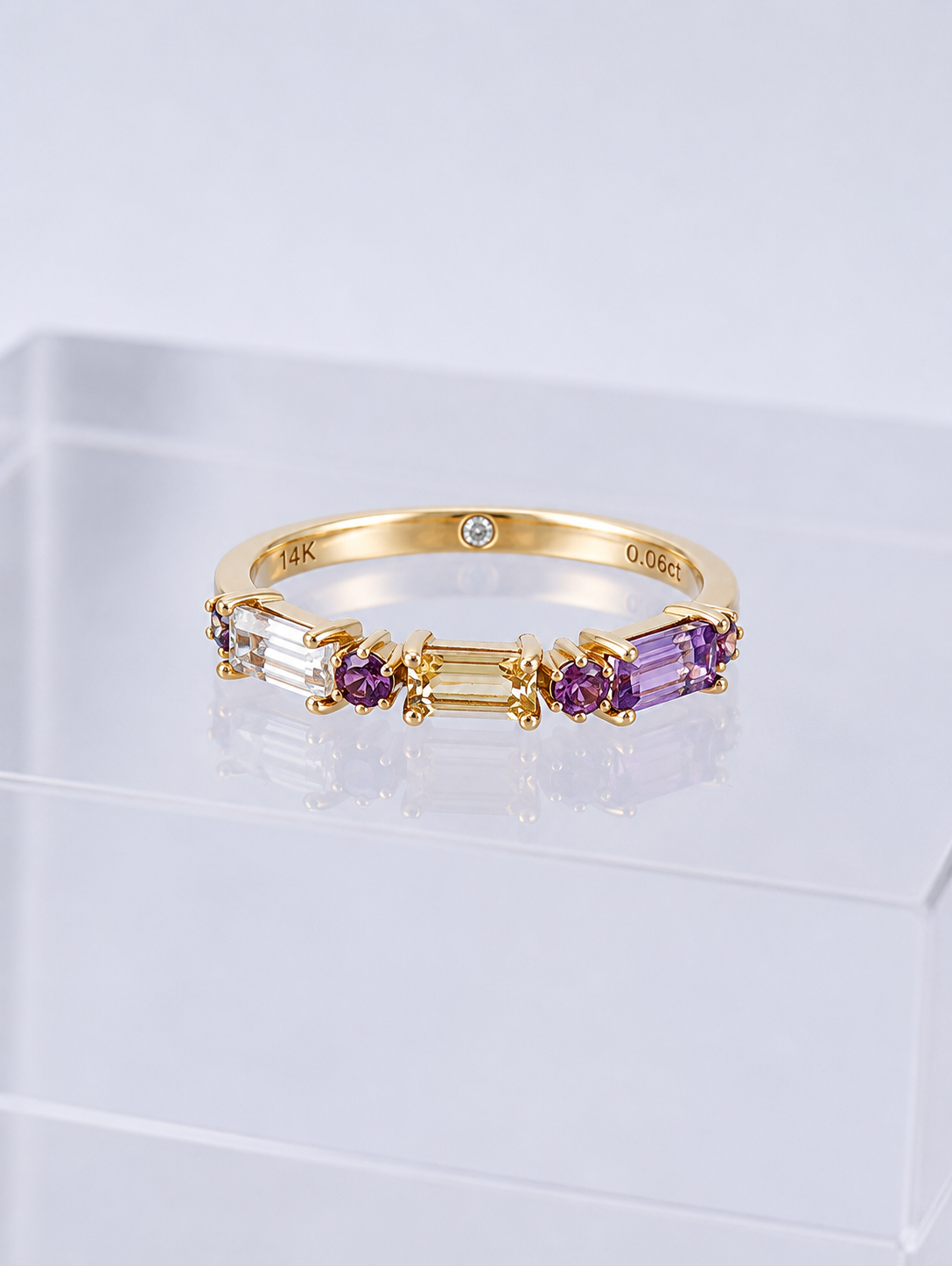 Anillo SON DE MAR - Amatista, Citrino y Tourmalina