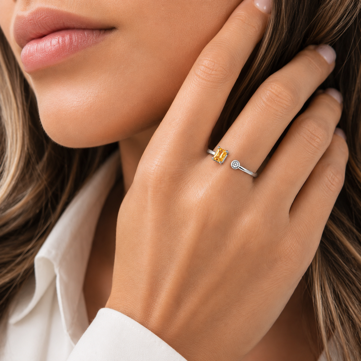 Anillo Destello Citrino