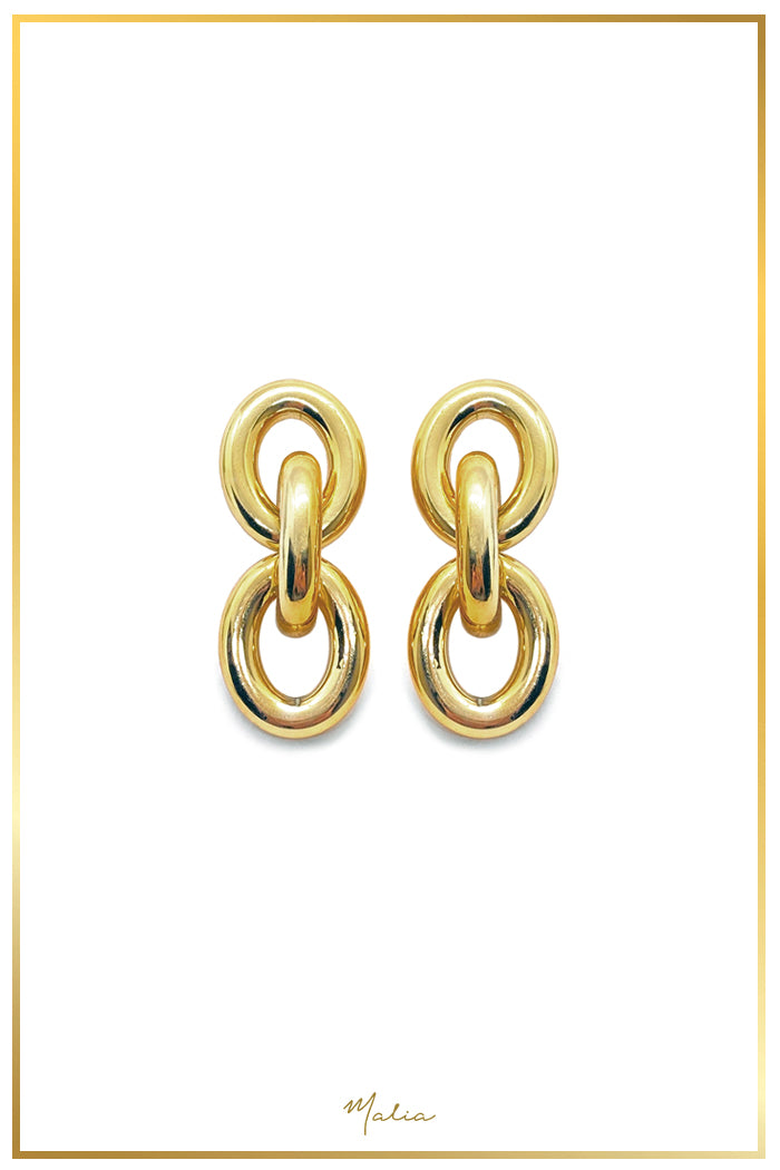 Aretes Eslabones Grandes en Chapa de Oro