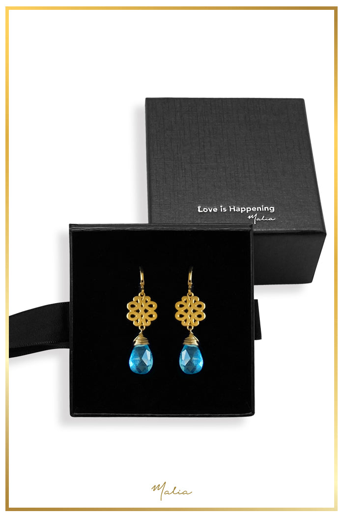 Aretes Topacio Natural con Nudo del Amor
