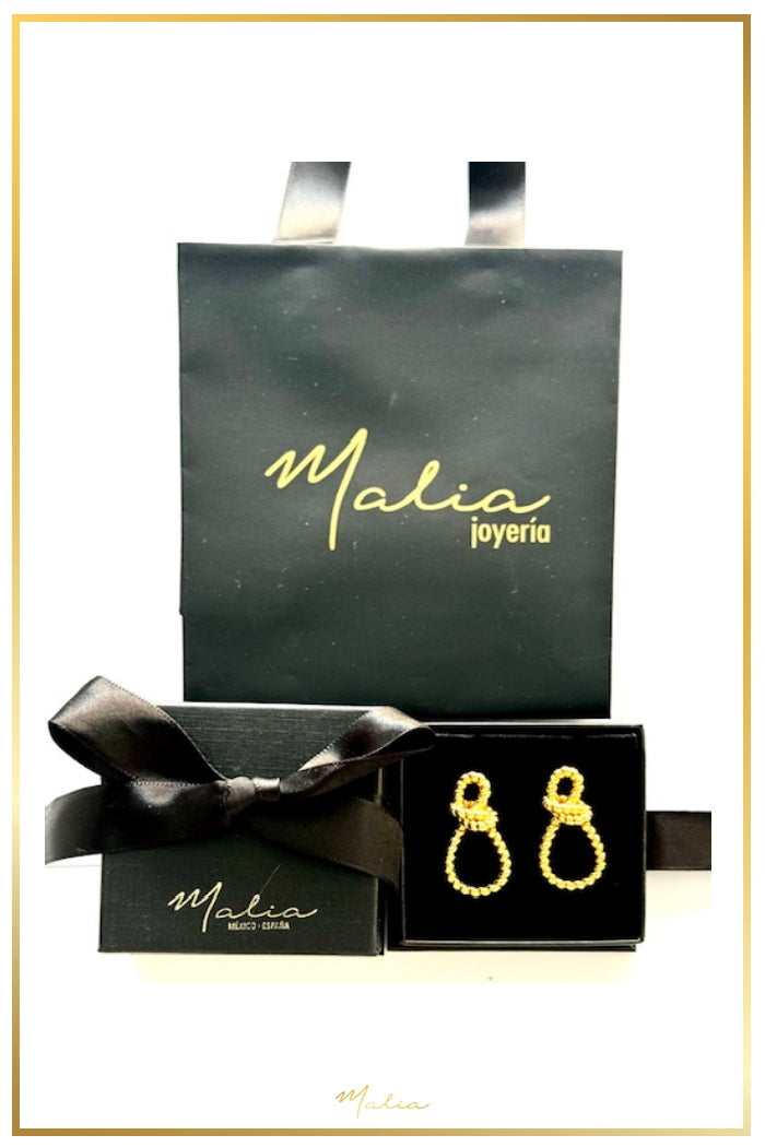 Aretes de Cuerda en Chapa de Oro