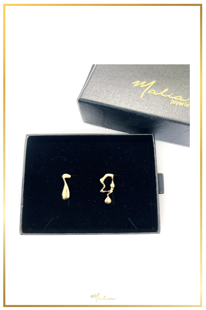 Aretes Derretidos en Chapa de Oro Chicos
