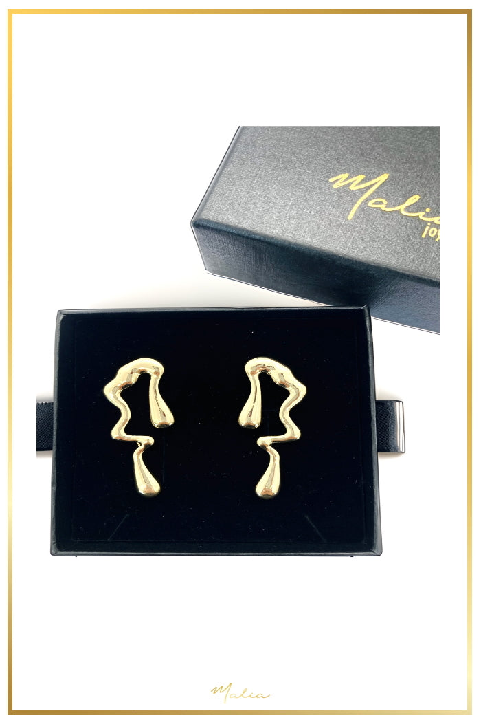 Aretes Derretidos Grandes en Chapa de Oro
