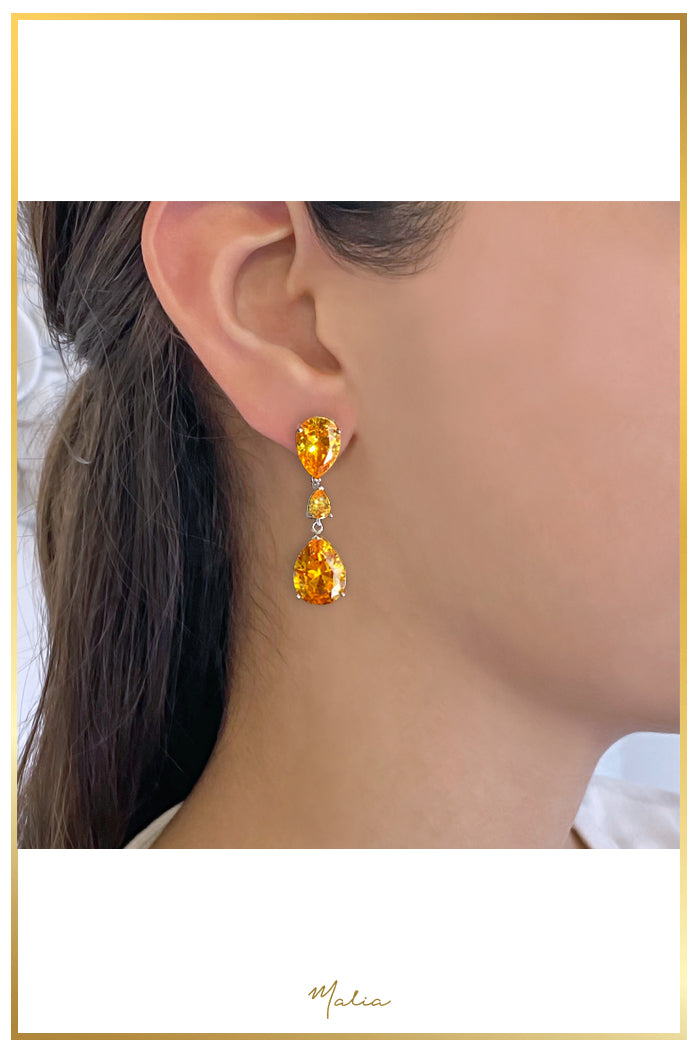 Aretes Cóctel Gotas Amarillas