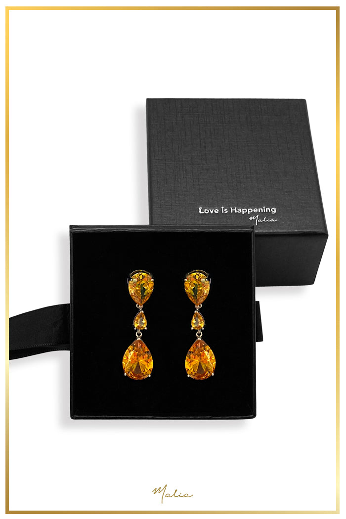 Aretes Cóctel Gotas Amarillas