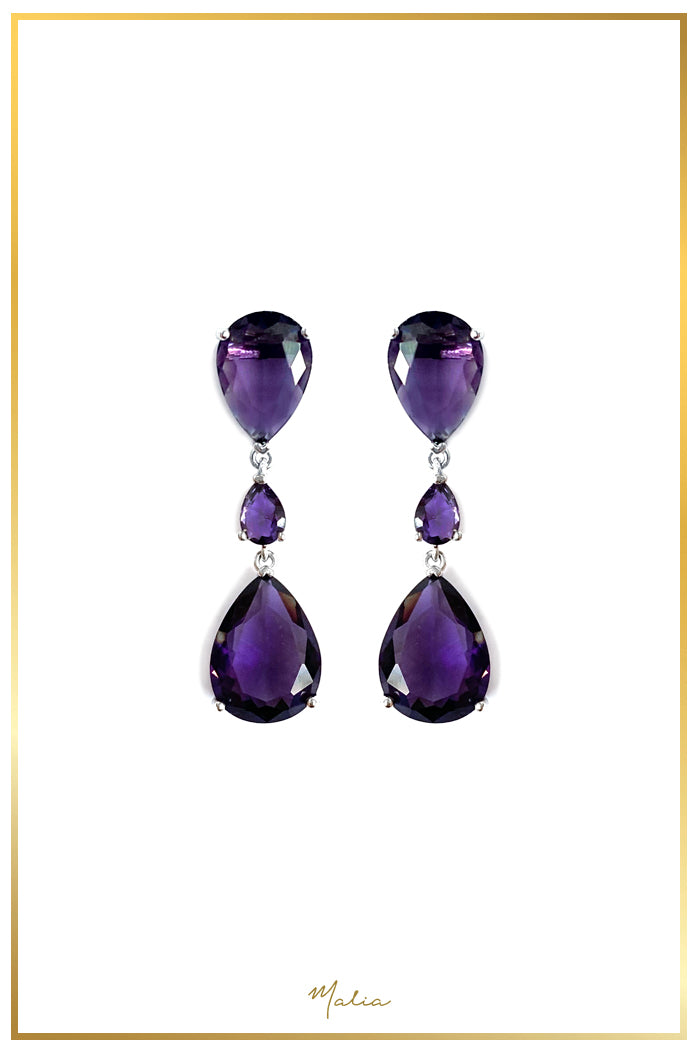 Aretes Cóctel Gotas Moradas