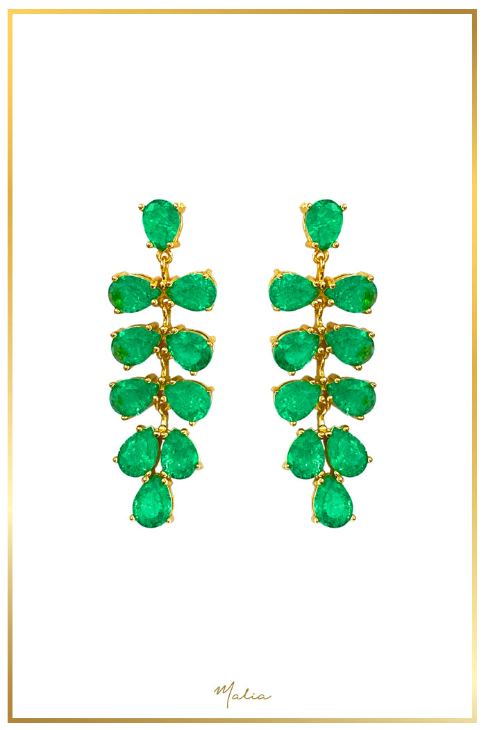 Aretes Cóctel Racimo Verde