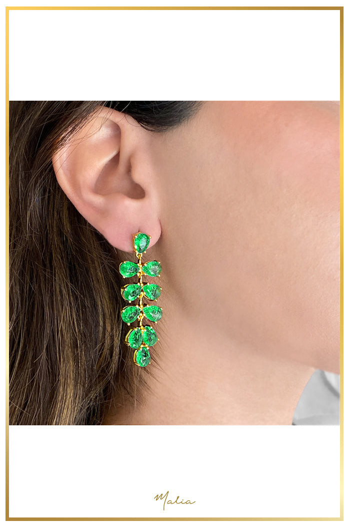 Aretes Cóctel Racimo Verde