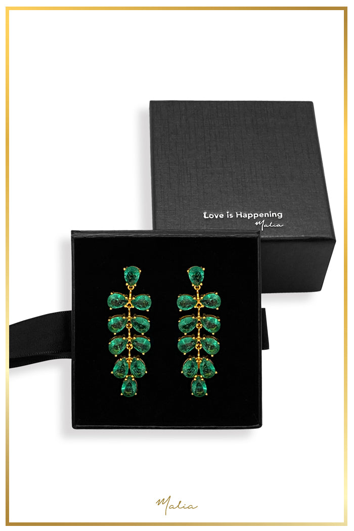 Aretes Cóctel Racimo Verde