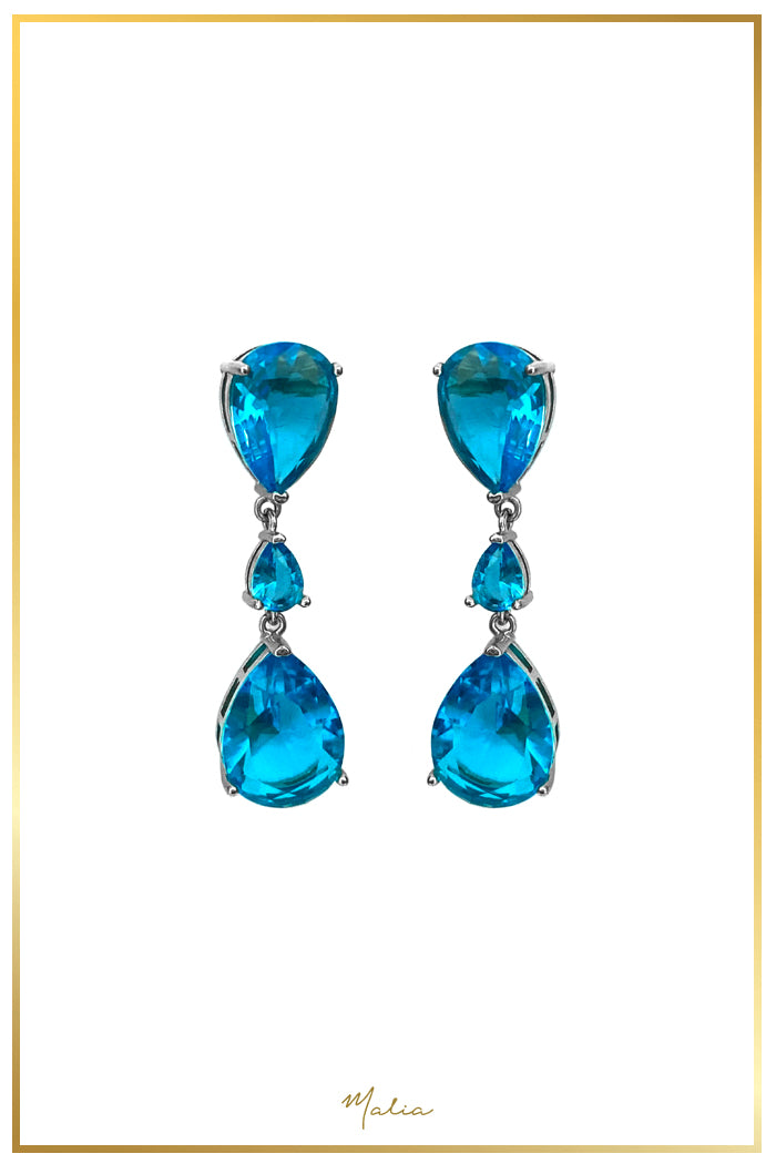 Aretes Cóctel Gotas Azules