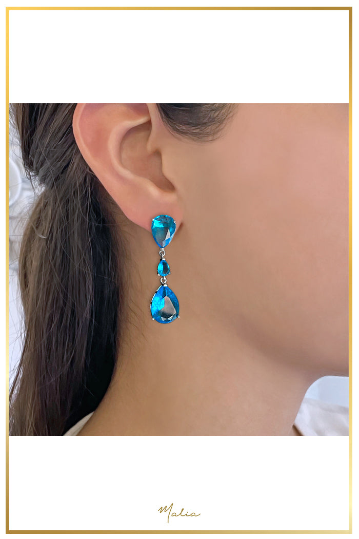 Aretes Cóctel Gotas Azules