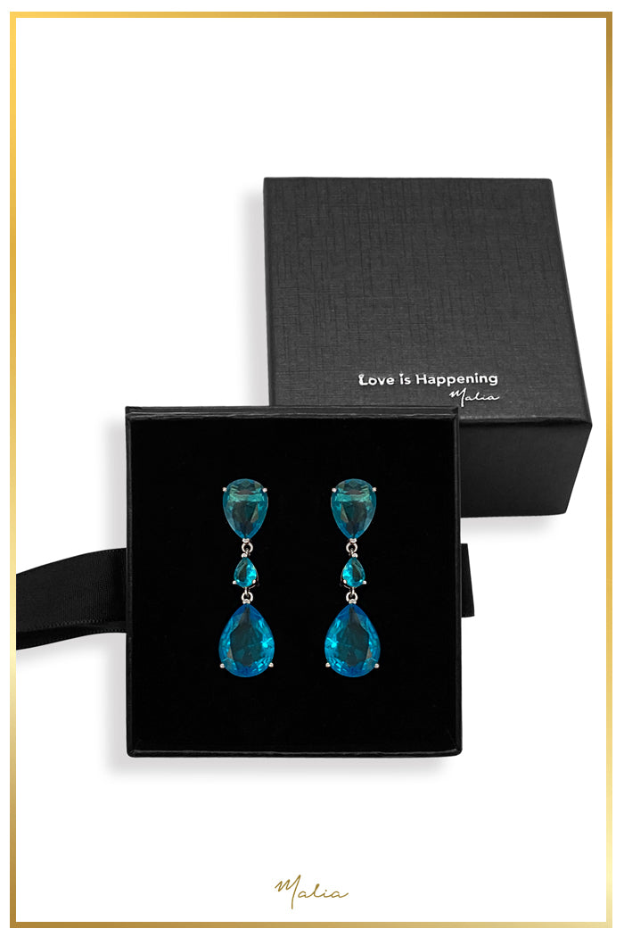 Aretes Cóctel Gotas Azules