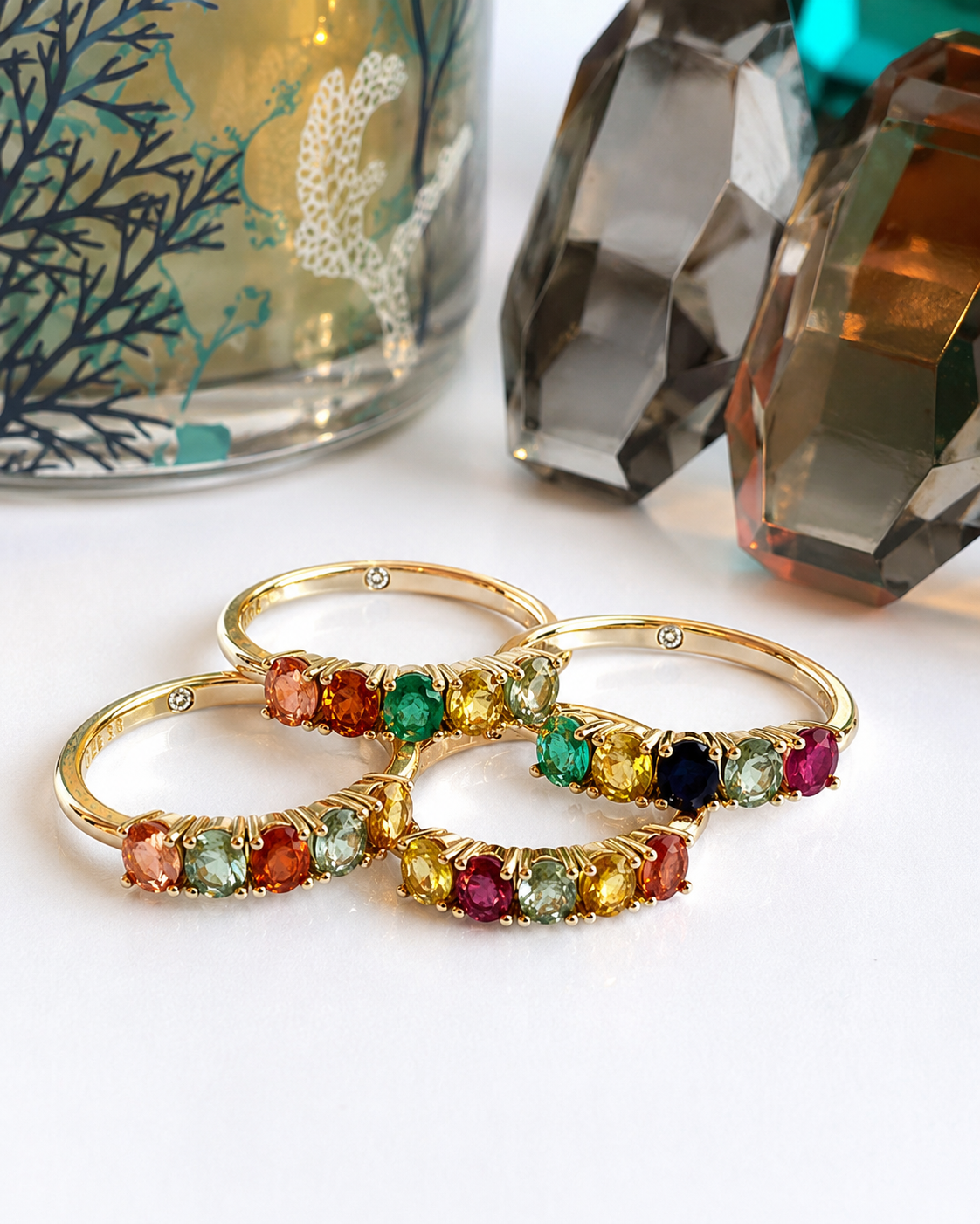 HUMMINGBIRD Ring - Emerald, Citrine, Sapphire