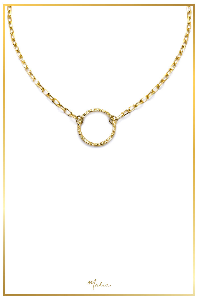 Collar Aro Martillado Grande en Cadena