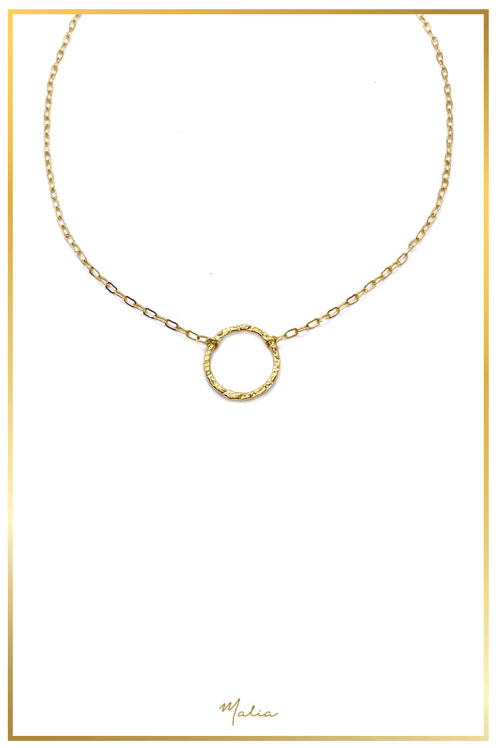 Collar Aro Martillado Chico en Cadena