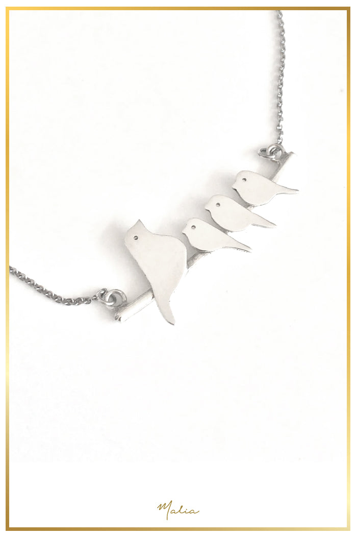 Collar 3 Pajaritos Plata Sterling .925