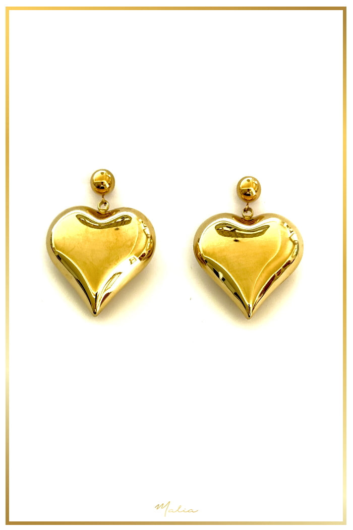 Aretes Colgantes de Corazón Chunky