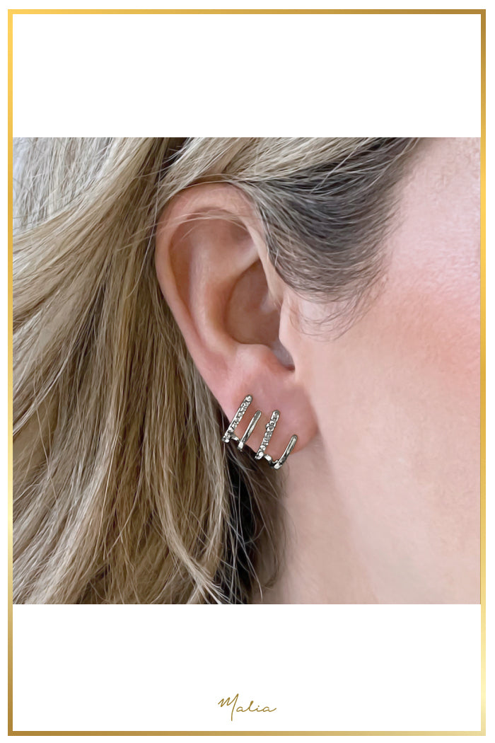 Aretes Multi Piercing Circonias en Rodio