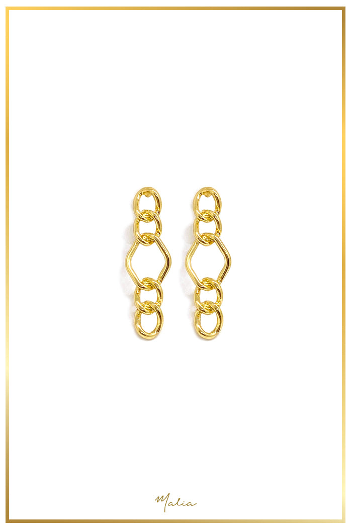 Aretes Eslabones Planos en Chapa de Oro