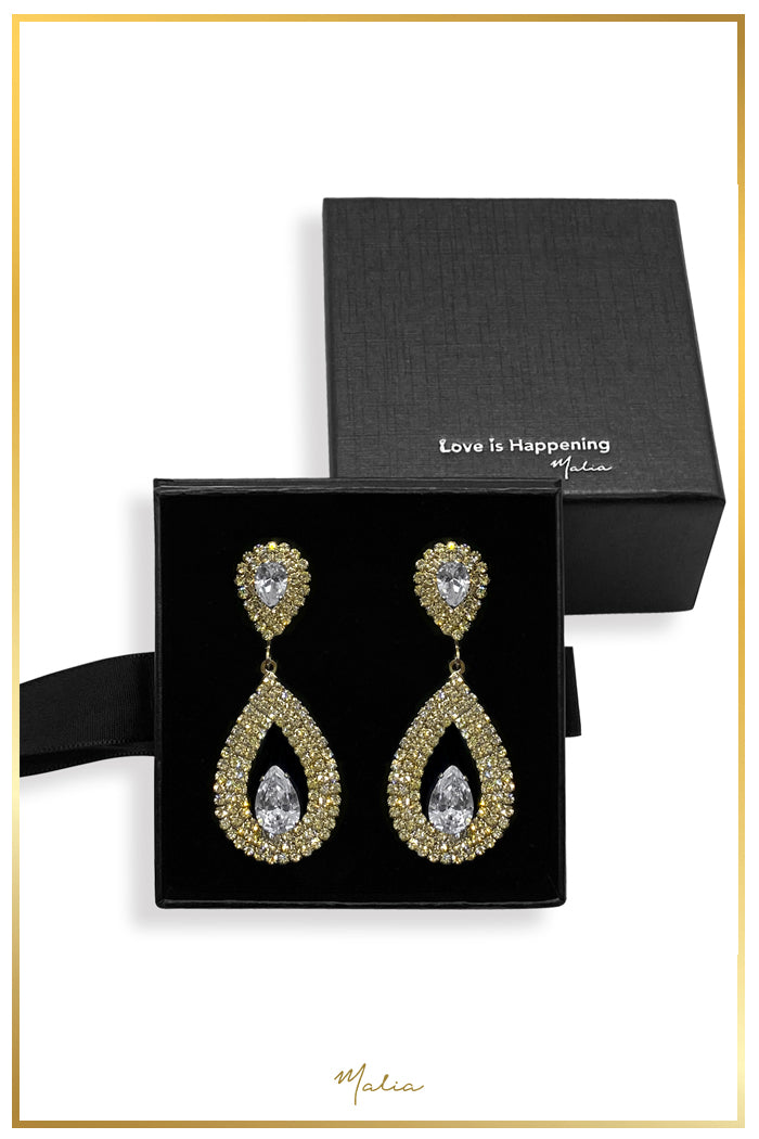Aretes Cóctel Gotas Grandes en Chapa de Oro