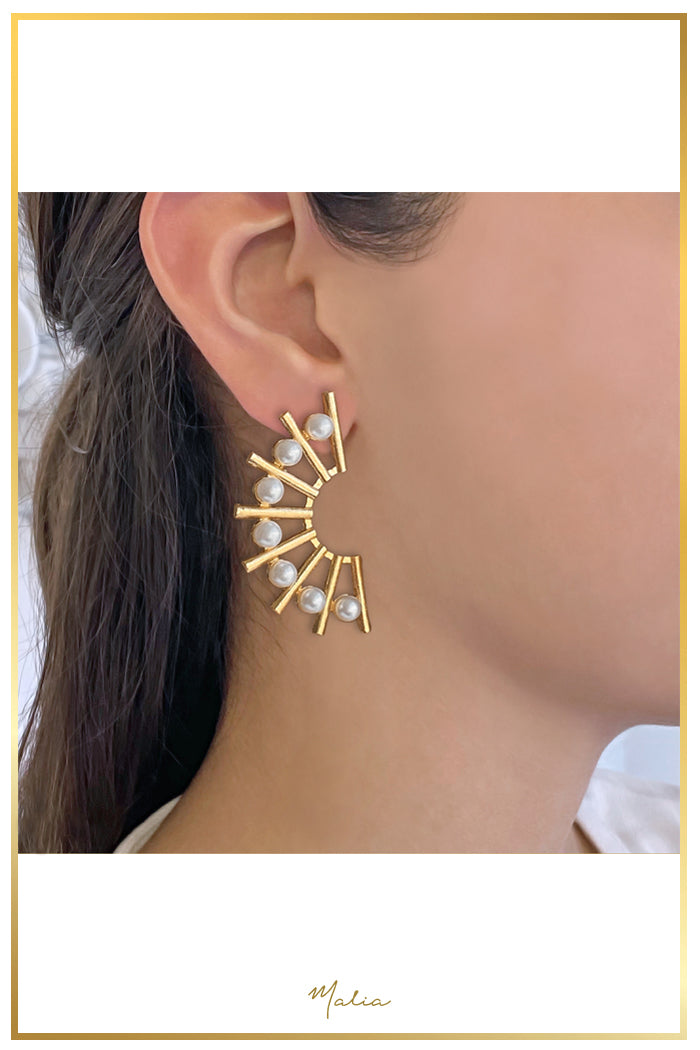Aretes Abanico Perlas