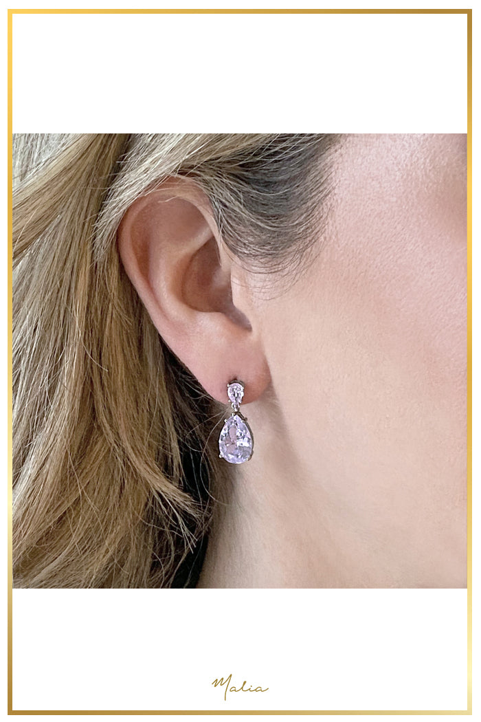 Aretes Circonias Gotas Colgantes
