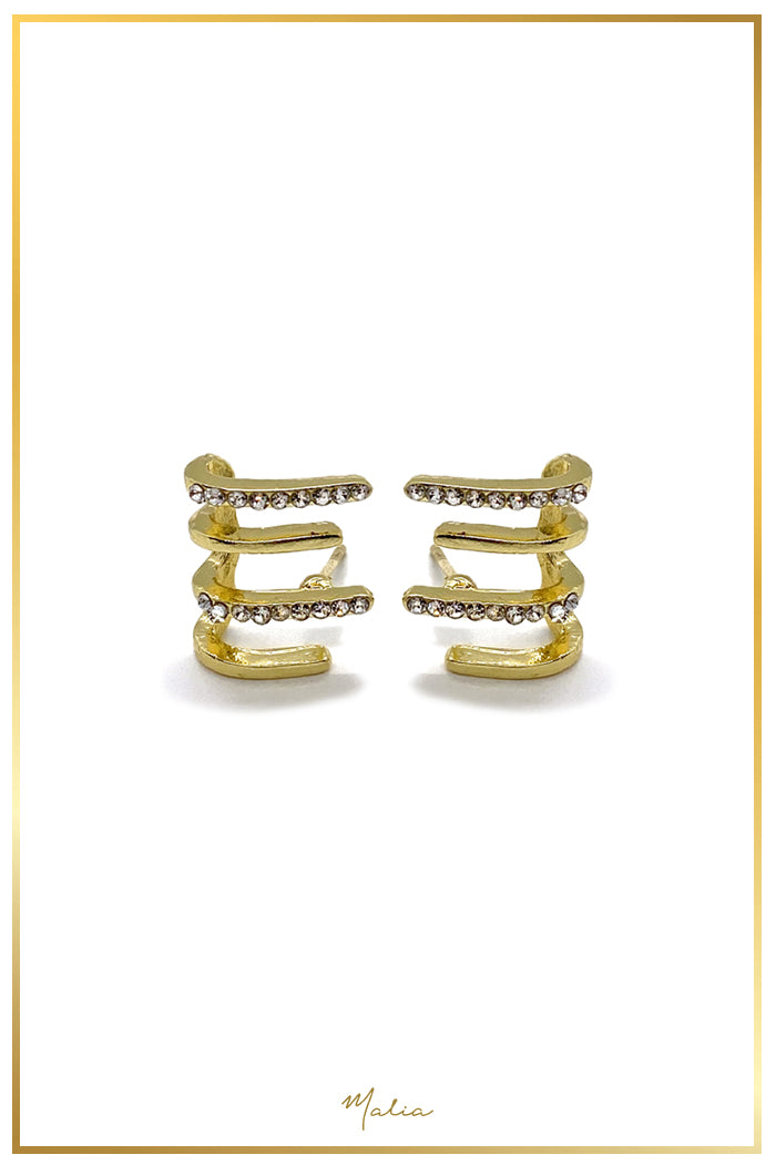 Aretes Multi Piercing Circonias en Chapa de Oro