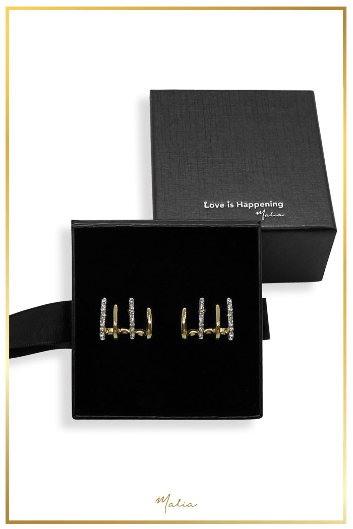 Aretes Multi Piercing Circonias en Chapa de Oro