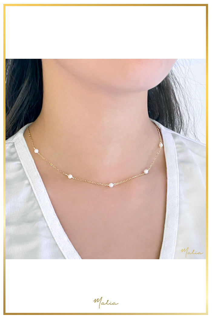 Collar Cadenita y Perlitas Cultivadas