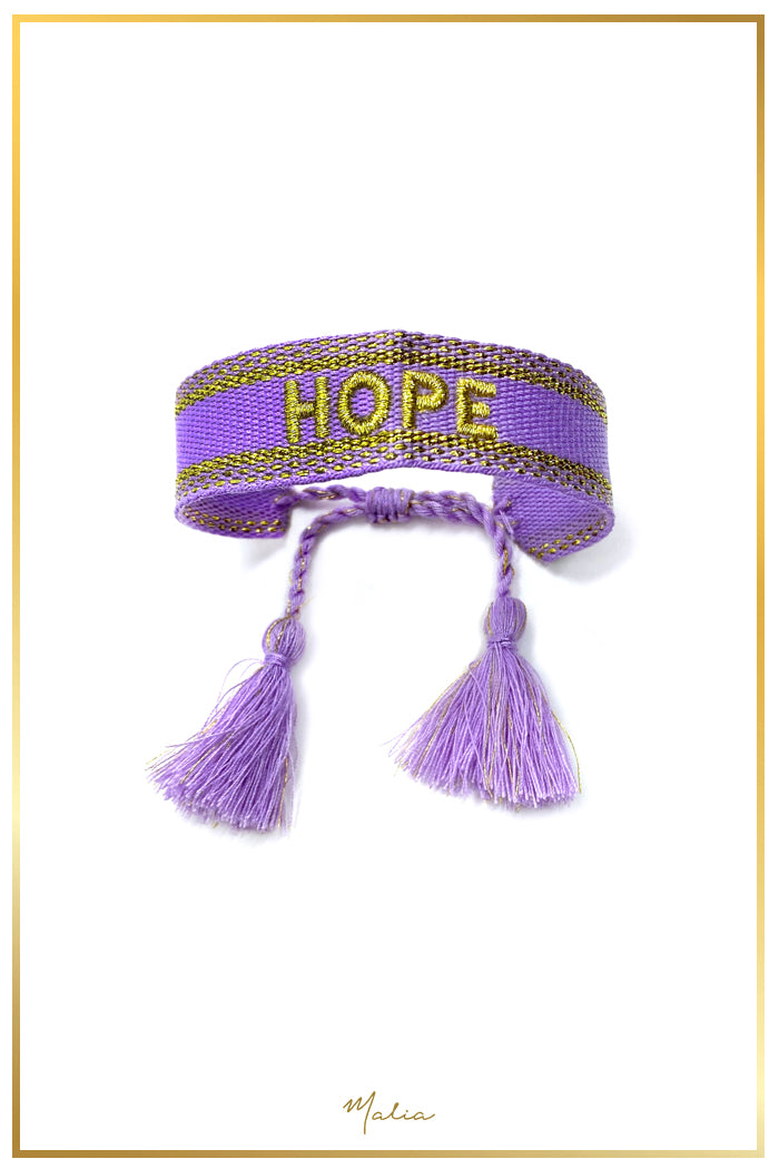 Pulsera Tejida HOPE Morada Ajustable