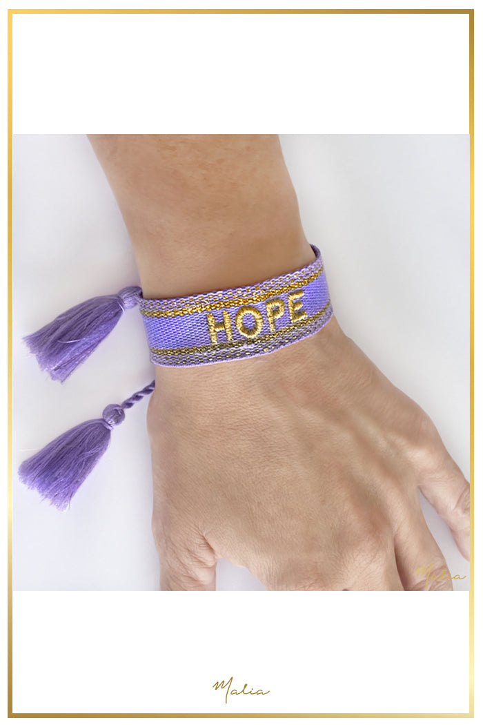 Pulsera Tejida HOPE Morada Ajustable