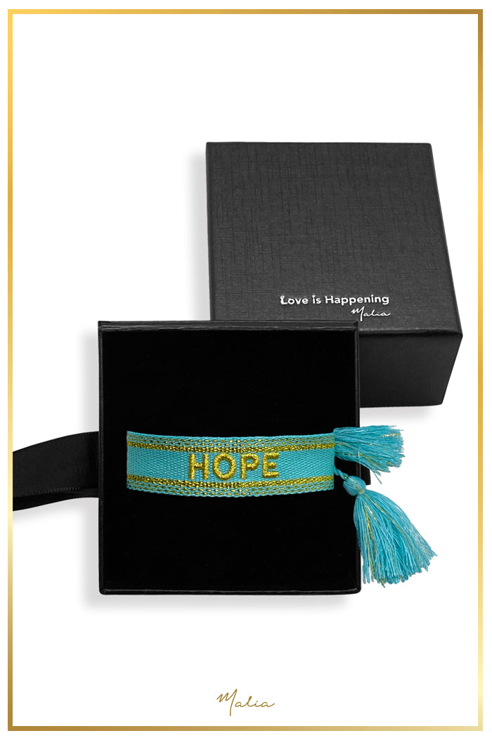 Pulsera Tejida HOPE Aqua Ajustable