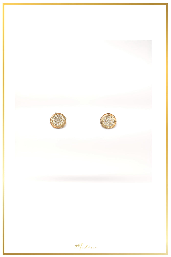 Aretes Studs Circonias Pavee en Chapa de Oro