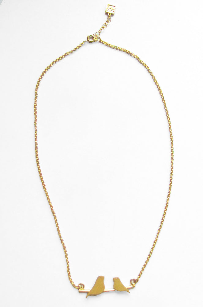 Collar 1 Pajarito Plata con Chapa de Oro