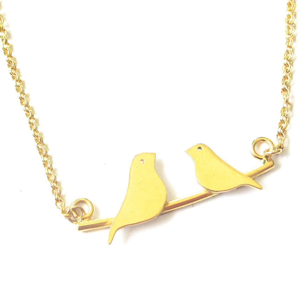Collar 1 Pajarito Plata con Chapa de Oro