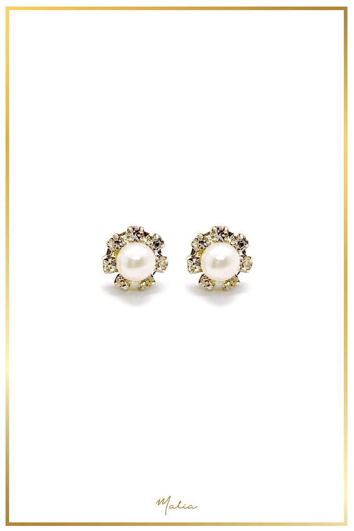 Aretes Flor Perla Circonias