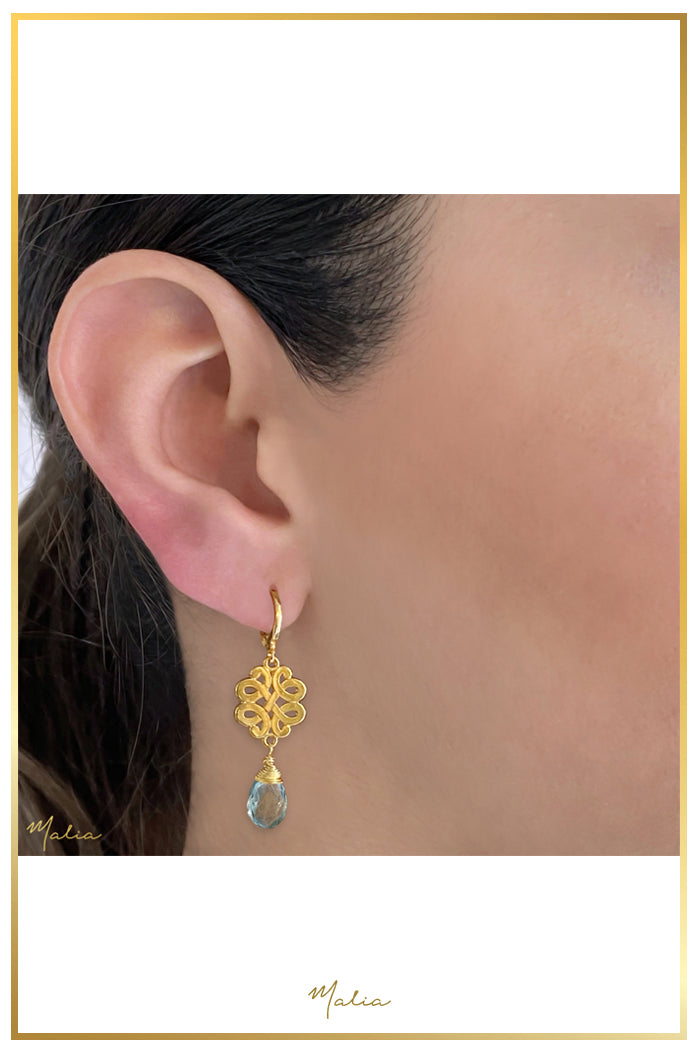 Aretes Topacio Natural con Nudo del Amor