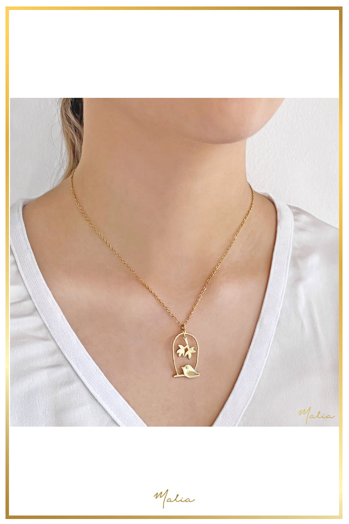 Collar Pajarito y Hojitas