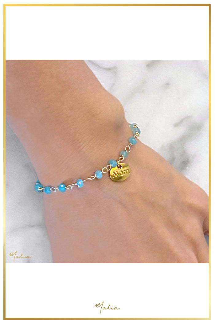 Pulsera MOM Ágata Celeste Natural