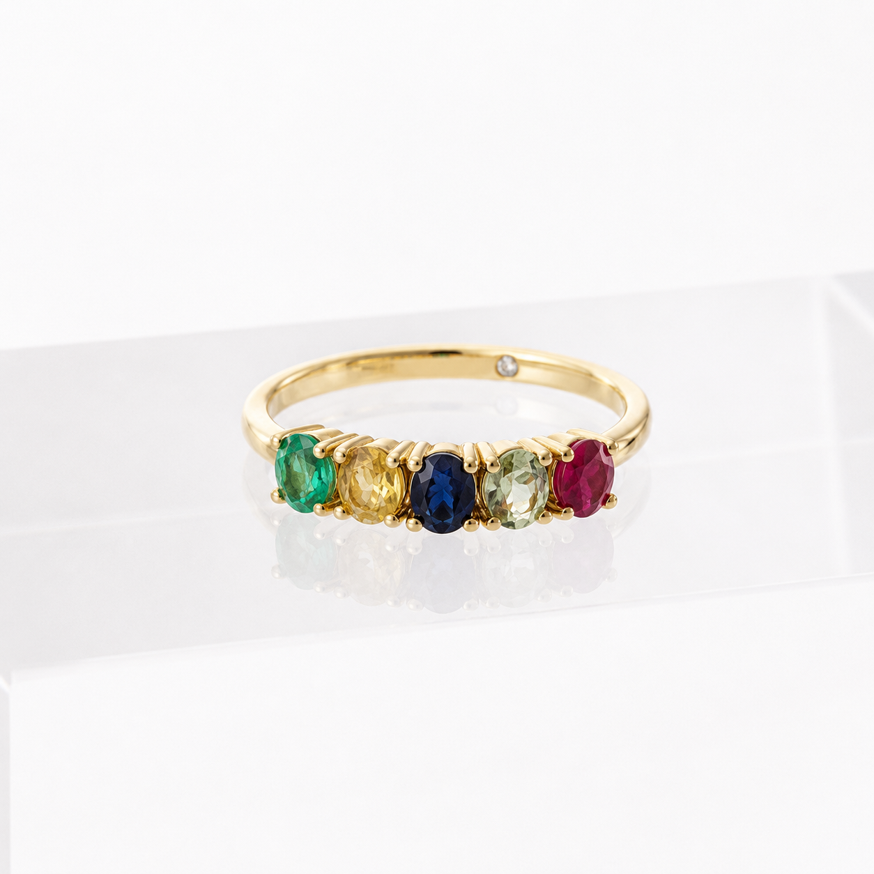 Anillo COLIBRÍ - Esmeralda, Citrino, Zafiro, Topacio, Rubi