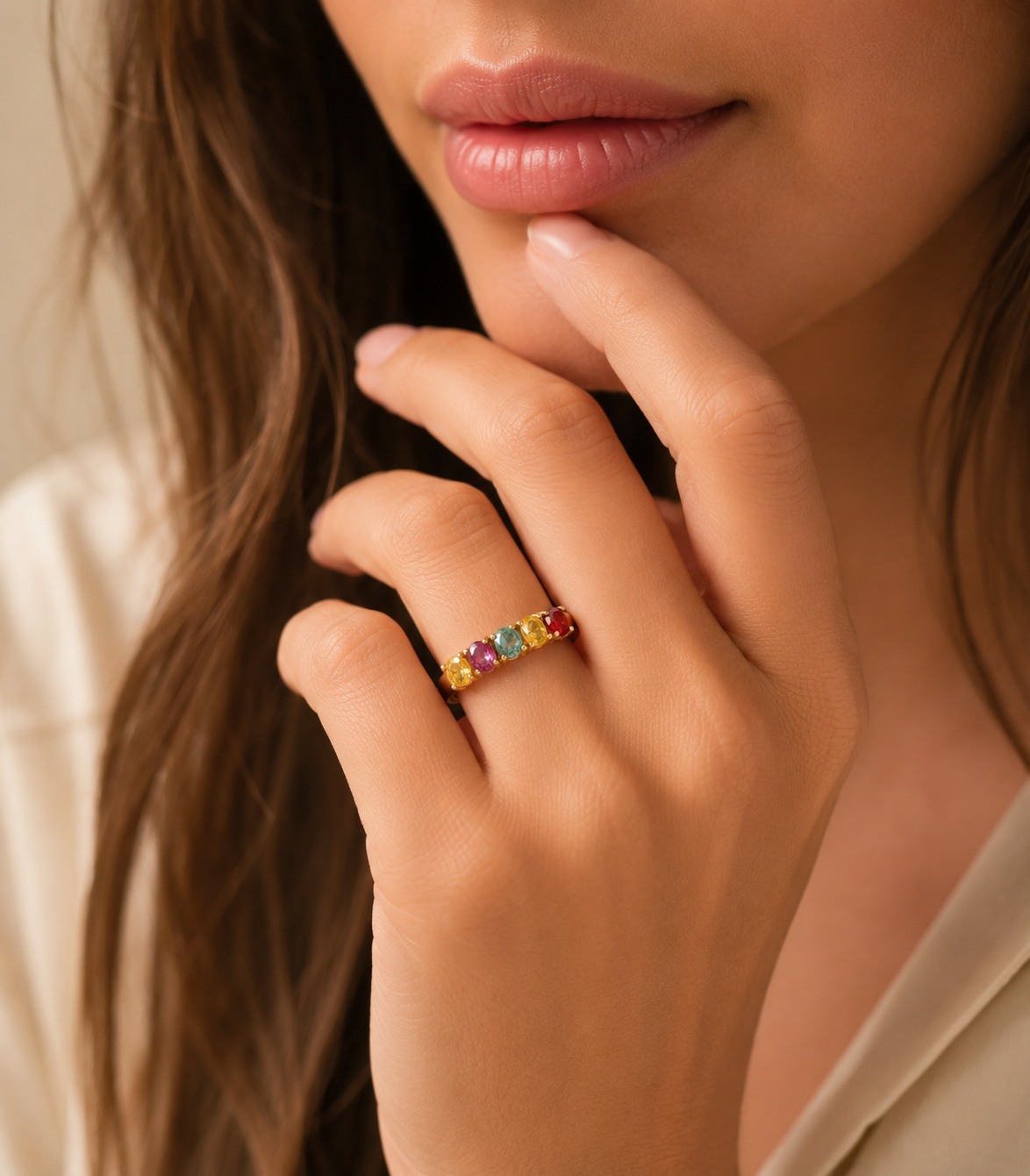 HUMMINGBIRD Ring - Tourmaline, Citrine, Topaz, Garnet, Lemon Topaz